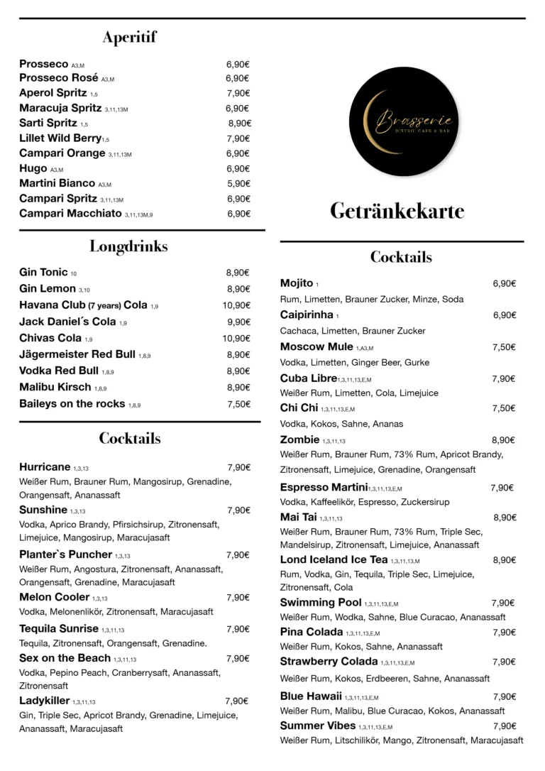Brasserie Speisekarte Seite 6
