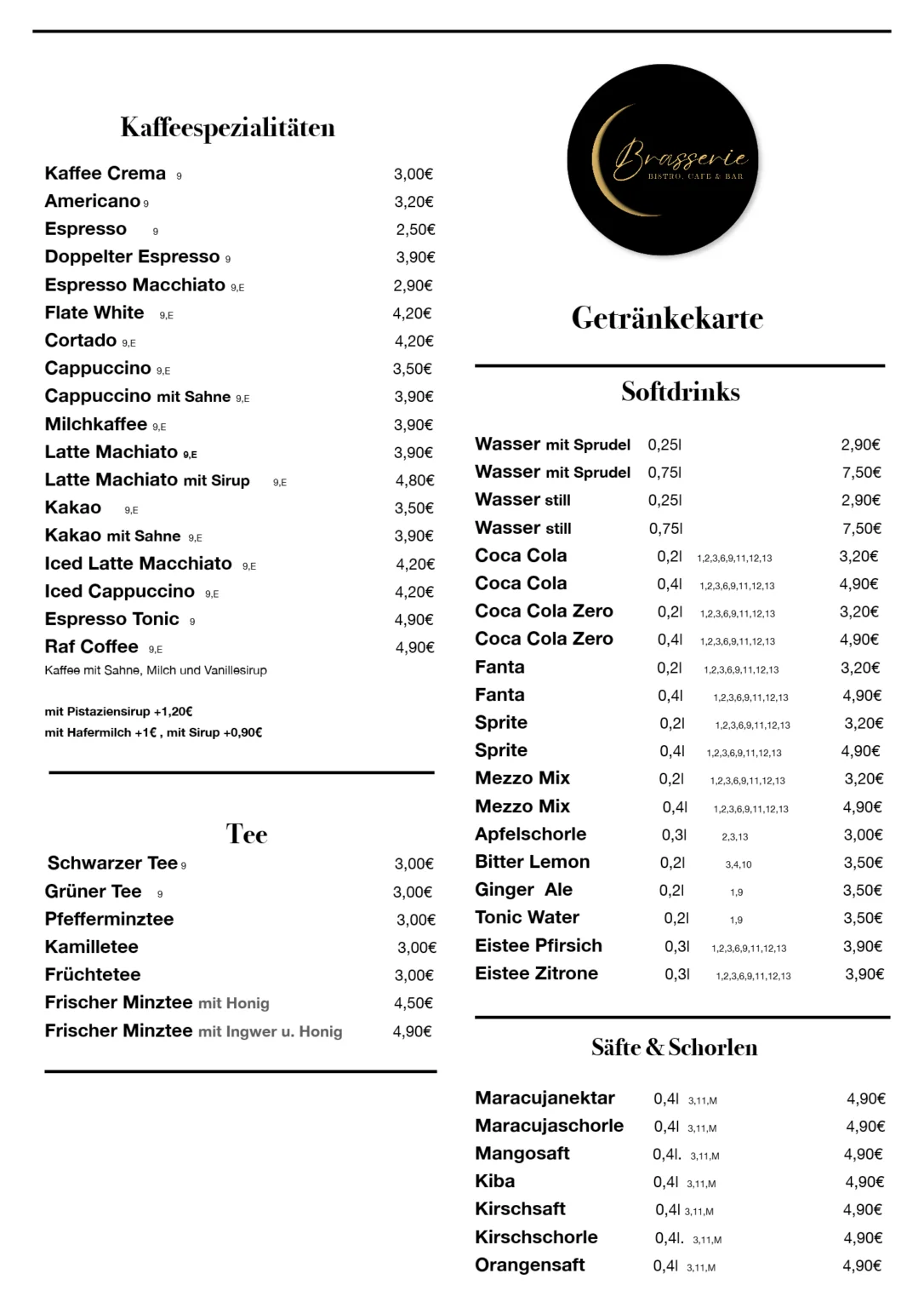 Brasserie Speisekarte Seite 4